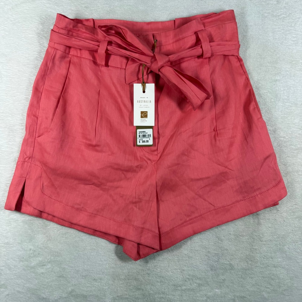 Manning Cartell Girl On Film Tulip Pink Linen Paperbag Shorts Womens 6 NWT
